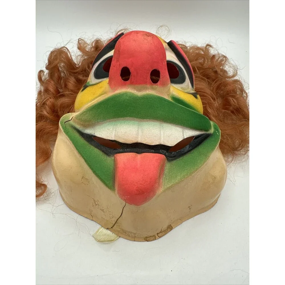 Vintage Mask Evil Clown Circus Halloween Costume Vacaform Bayshore Horror RARE